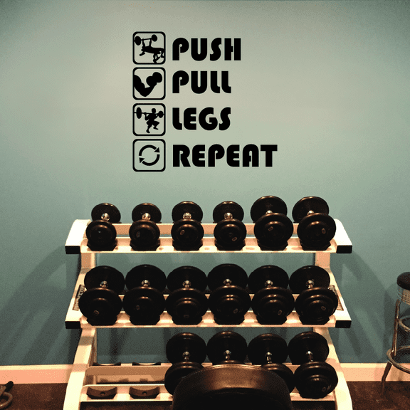 Push Pull Legs Repeat - Workout MotivationGoal Inspiration Vinyl Wall Art Wall Sticker Wall Decal Home Gym Wall Decor MAn Cave Wall Decal Room Wall Décoration Design Décor Decal Size (20x20 inch)