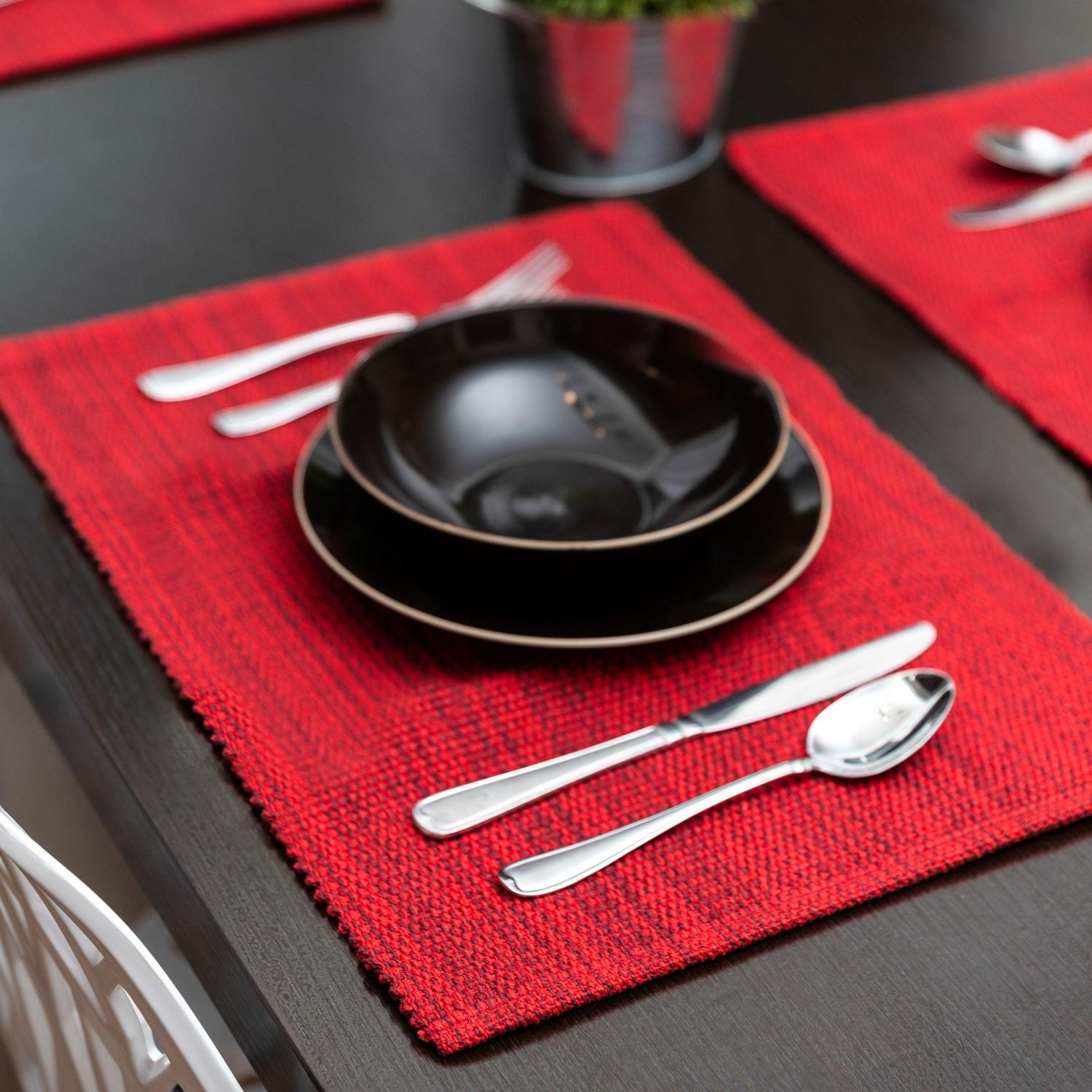 Fabstyles Casual Classic Cotton Placemats Set of 4 Machine Washable Heavyweight Table Mats Perfect for The Kitchen and Dining Table or Outdoor Tables