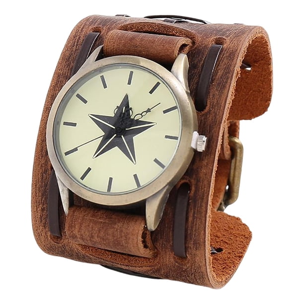 Reloj, reloj de pulsera con correa ancha, regalo para el Día del Padre Marrón claro