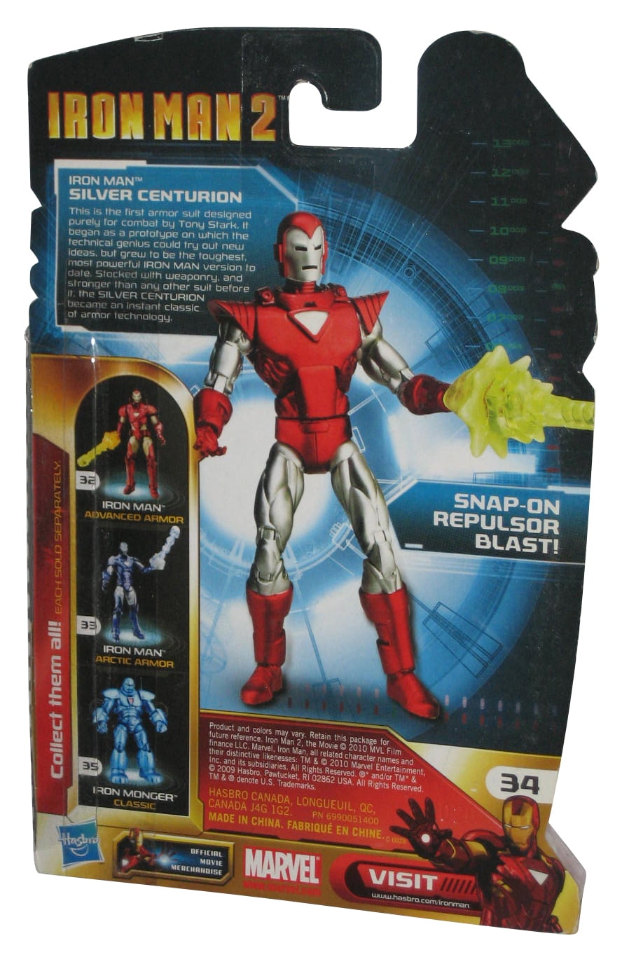 Marvel Universe Iron Man 2 Hasbro 2010 Comic Series Silver Centurion 4 Inch for sale online