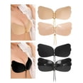 thumbnail image 5 of BadPiggies 2-Pack Womens Invisible Sticky Bras Self Adhesive Strapless Bras Backless with Drawstring (D Cup, Black+Beige), 5 of 9