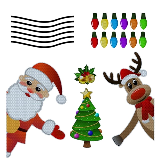 WRXMIJNHGSA Stickers Under $10 Christmas Soft Magnetic Sticker Christmas Light Bulb Reflective Magnetic Car Sticker Soft Glue Refrigerator Sticker