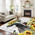 thumbnail image 3 of 5x7 Area Rugs for Living Room, Farmhouse Cow Non Slip Area Rugs for Kitchen Bedroom Entryway, Pastoral Sunflower Botanical Gray Plaid Washable Carpet Runner Rug Floor Mats for Bedroom Home Decor, 3 of 9