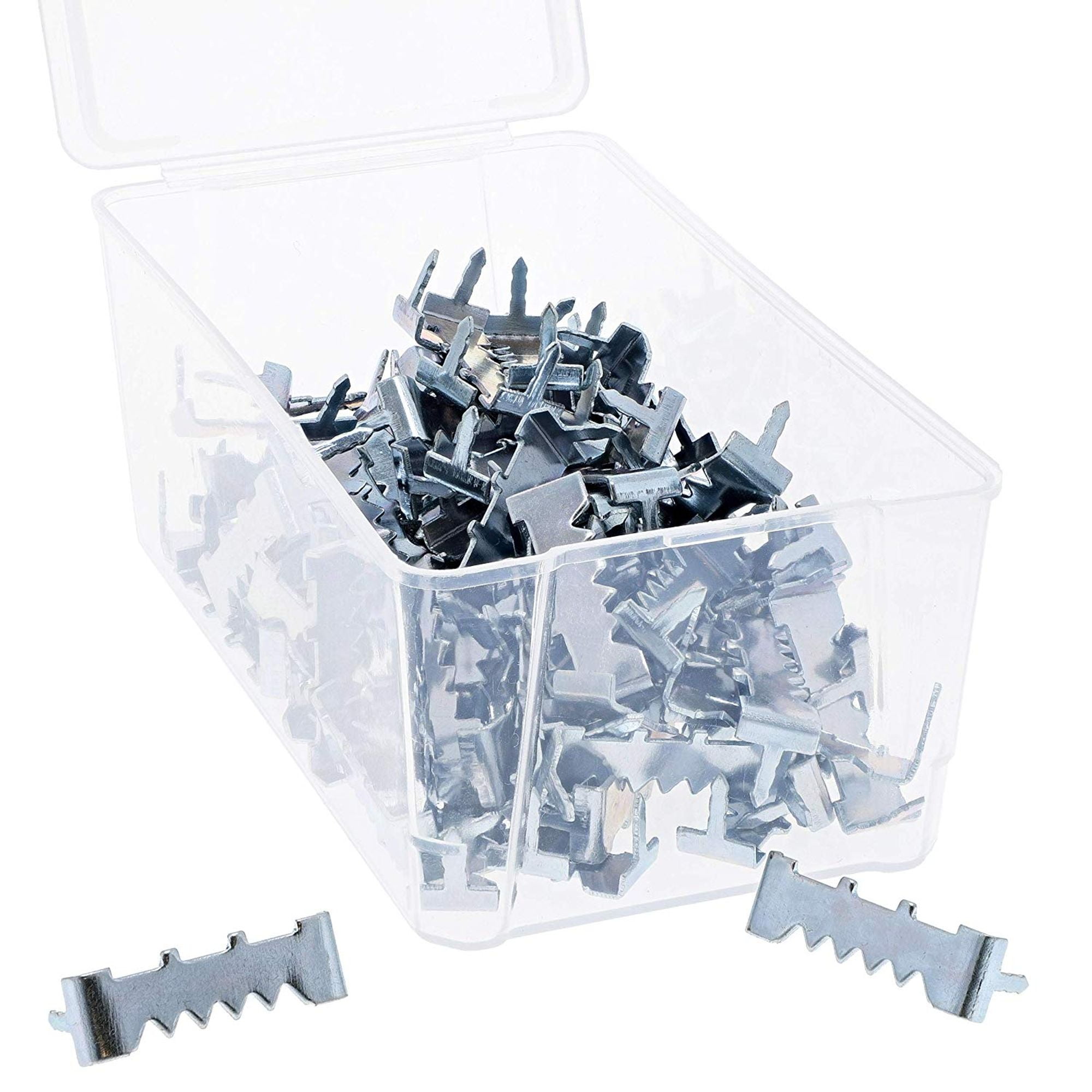1/" 100-Count Metal Sawtooth Picture Frame Hangers with No Nail Storage Box