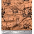 thumbnail image 1 of Soimoi Polyester Crepe Fabric Waves & Ship Ocean Print Fabric by The Yard 52 Inch Wide, 1 of 3