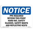 thumbnail image 1 of SignMission OS-NS-A-1014-L-17761 Notice PPE Required Beyond This Point Hard Hat, OSHA Aluminum Sign, 1 of 1