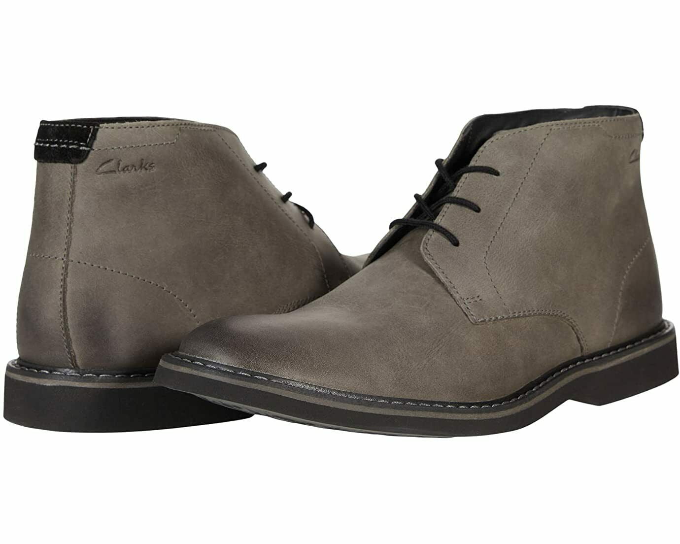 Men's Shoes Clarks ATTICUS LT MID Chukka Boots 61364 DARK GREY LEATHER