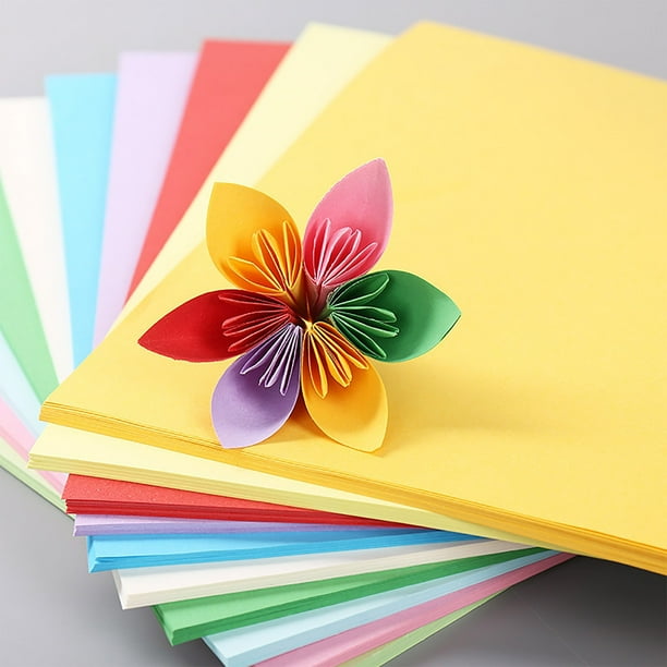 Papel para origami A4, 100 hojas, 10 colores, para imprimir y fotocopiar, para manualidades, resistente a la decoloración, para proyectos artísticos, material educativo y uso en el hogar y