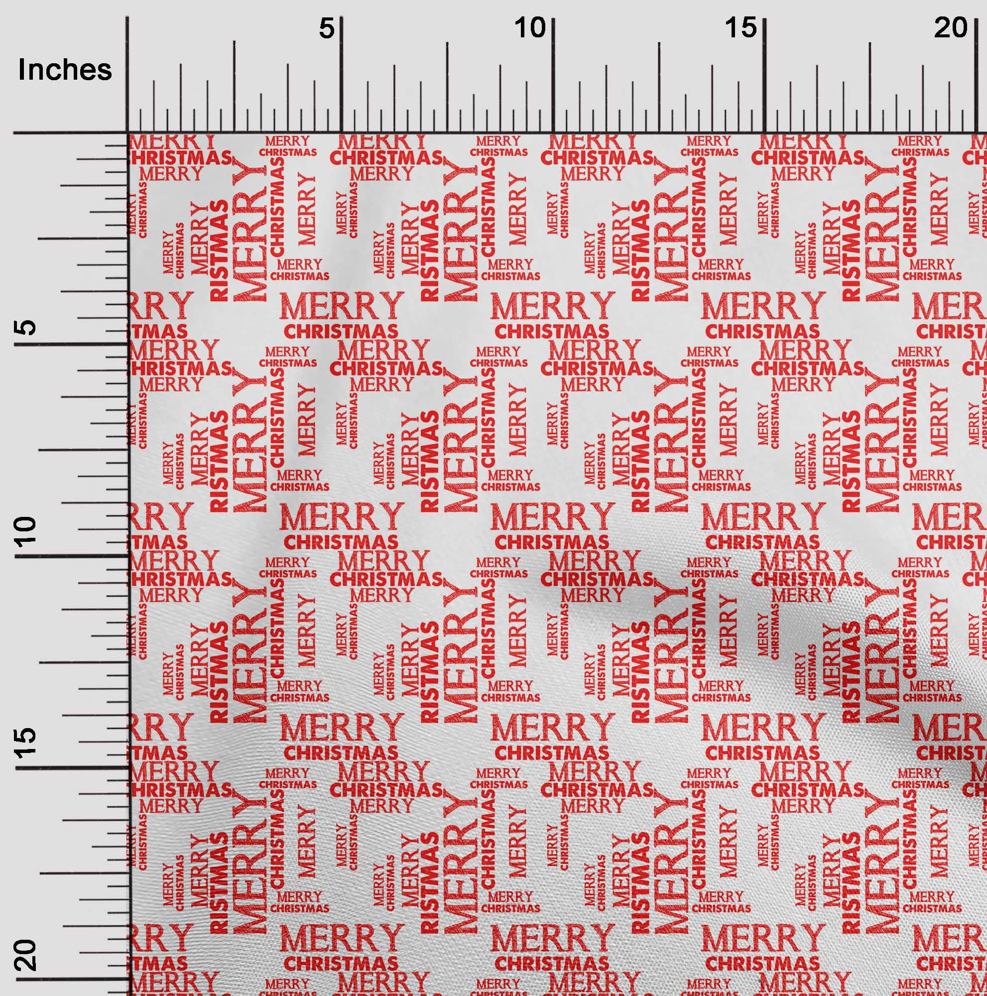 oneOone Polyester Spandex White Fabric Merry Christmas Sewing Material Print Fabric By The Yard 56 Inch Wide-U6U