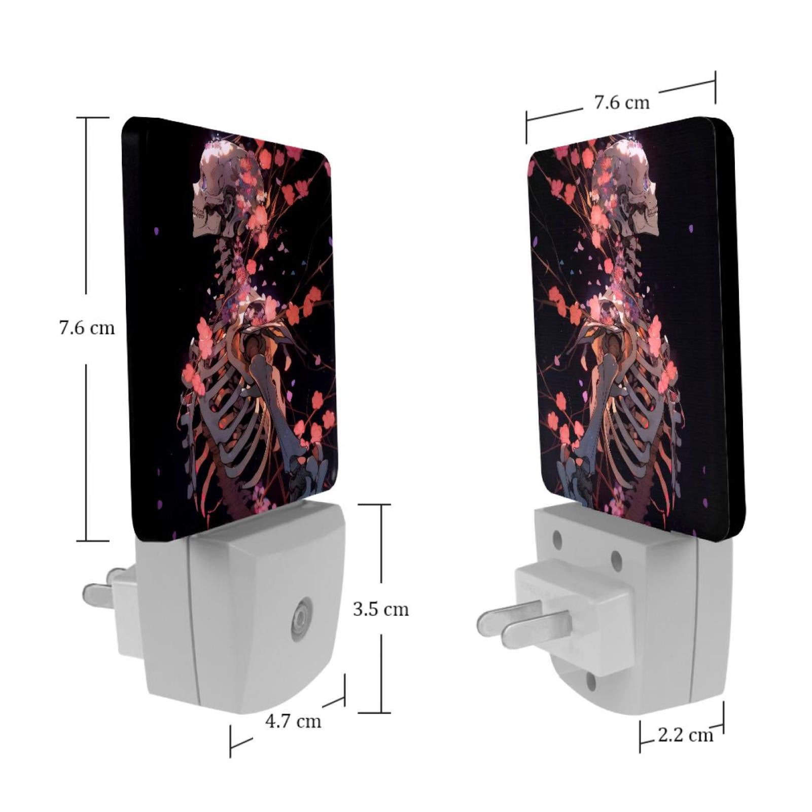 PhooArto Pink Flower Skeleton Plug in LED Night Light Auto Sensor Dusk to Dawn Decorative Night for Bedroom, Bathroom, Kitchen, Hallway, Stairs, Baby's Room, Energy Saving