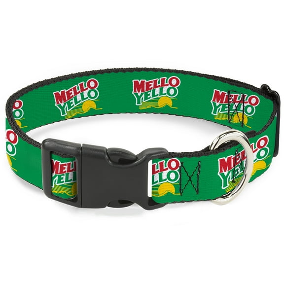 The Coca-Cola Company Pet Collar, Dog Collar Plastic Buckle, Mello Yello Logo Green White Red Yellow, 7 to 8.5 Inches 0.5 Inch Wide
