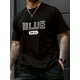 thumbnail image 1 of BLUE Letter Print Men's Round Crew Neck Short Sleeve Tee, Fashion Street Style Breathable T-Shirt, Casual Comfy Top For Spring Summer Holiday Leisure Vacation Men's Clothing As Gift, 1 of 6