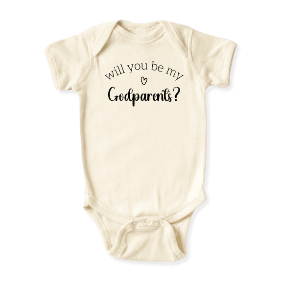 Will You Be My Godparents Baby Bodysuit, Newborn Outfit, Baby Clothes, Gift for Children 0-3m Natural