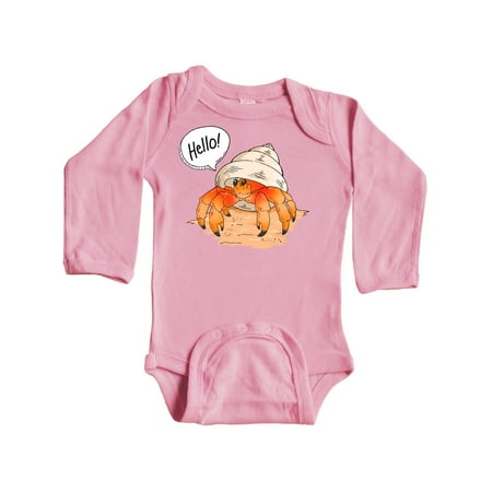 

Inktastic Summer Hello Cute Hermit Crab Gift Baby Boy or Baby Girl Long Sleeve Bodysuit