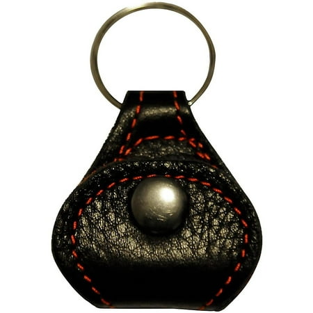 Italian Leather Keychain - Garment Leather Keychain Guitar Pick Holder Italian Black On Cherry Red