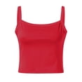 thumbnail image 5 of ChoXxx Women's Sexy Slim Fit Crop Camisole Built In Bra Sleeveless Tank Top Stretchy Summer Fashion Red S, 5 of 7