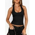 thumbnail image 4 of PRETTYGARDEN Women's Summer Halter Tank Tops Y2K Sleeveless Slim Fitted Backless Shirts Going Out Spring Workout Clothes, 4 of 10