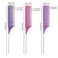 thumbnail image 2 of Juego de 3 peines para peinar el cabello color rosa, antiestáticos, con forma de cola de rata y dientes suaves, ideales para uso en salones de belleza., 2 of 5