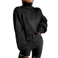 thumbnail image 2 of BEAFNKSG Women Turtleneck Sweater Drop Shoulder Long Sleeve Knitted Sweater Cable Knitted Pullover Sweaters, 2 of 5