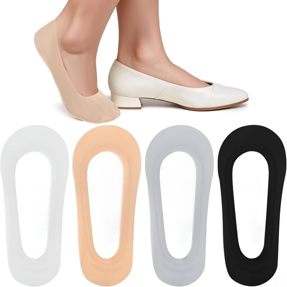 TELOLY 4 Pair Ultra Low Cut No Show Socks for Women,Non Slip Thin Footies Socks,Invisible Liner Sock - Made of Surface (4 Colors)