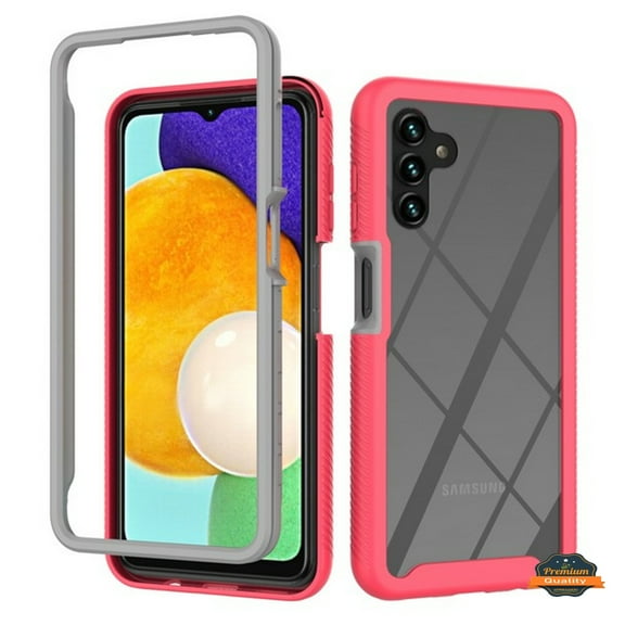 For Samsung Galaxy A13 5G Full Body Armor Slim Hybrid Double Layer Hard Transparent Back Rugged Frame Shockproof Phone Case Cover by Xpression [Clear / Pink]