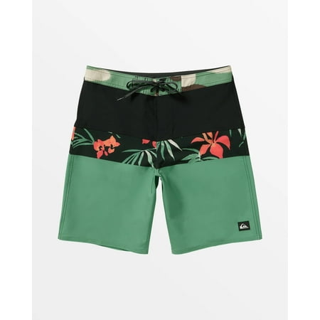 Quiksilver Men's Boardshorts Surfsilk Panel 20" Swimming Trunk Shorts (33, Black/Green)