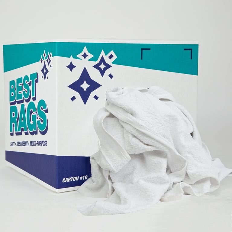 Affordable Wipers White Terry Towel 100% Cotton Cleaning Rags - 10 lbs. Bags - Multipurpose Cleaning