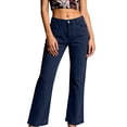 thumbnail image 2 of Oiangi Plus Size Womens Jeans Straight Leg Denim Pants Casual Slimming Wide Leg Trousers with Pockets Dark Blue 2XL, 2 of 6