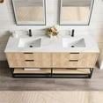thumbnail image 4 of Vinnova Milagro 72" Wood Bath Vanity with Fish Maw Quartz & Mirrors in Ash/Black, 4 of 6