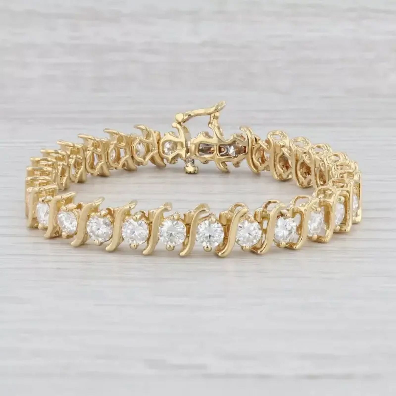 Jewelry Hub Tennis Bracelet, 4mm Round Cut Simulated Diamond, 14k Yellow Gold Plated, Elegant Women's Jewelry