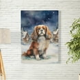 thumbnail image 2 of Hello Winter Cavalier King Charles Spaniel Welcome Snowy Night Watercolor Vintage Vertical Matte Canvas Poster Dog Lover Gifts Wall Art Home Decor - 01011, 2 of 5
