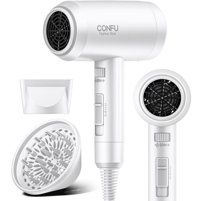 CONFU Séchoir à Cheveux Ionique avec Diffuseur, 3127 (Blanc)