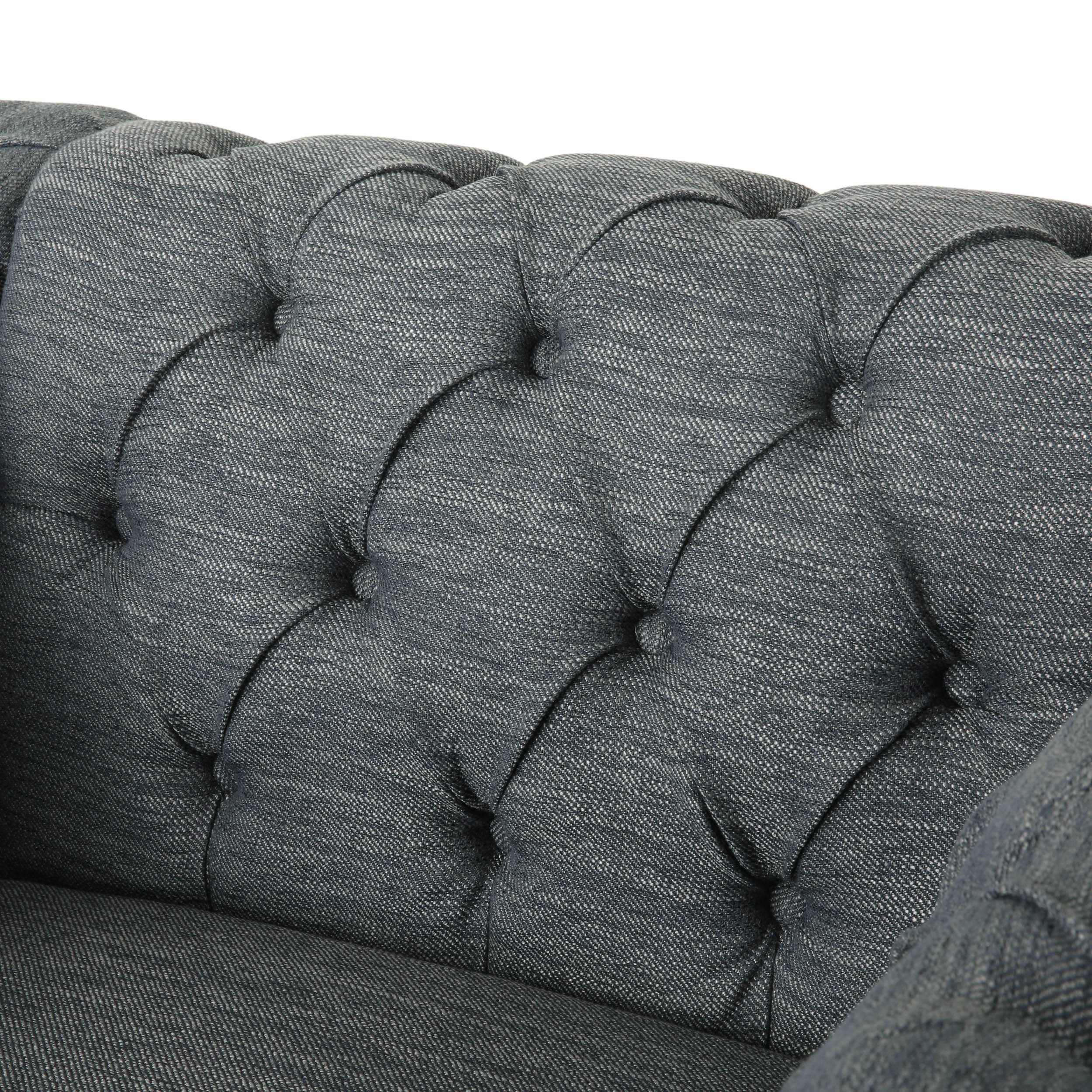 Noble House Petes Fabric Chesterfield Tufted Club Chair, Set of 2, Charcoal