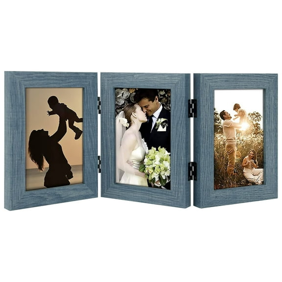Golden State Art 3-Opening Blue Desktop 4x6 Decor Family Collage Hinged Picture Frame (1-Pack)
