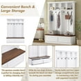 thumbnail image 3 of 55.9"W Farmhouse Hall Tree with Wood Grain Bench,Versatile Mudroom Bench with 2 Large Drawers,4 Open Storage Space and 6 Hanging Hooks,4-in-1 Rustic Coat Rack for Entryway Living Room,White, 3 of 7