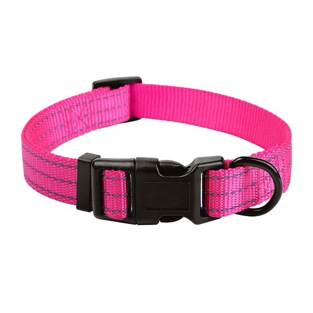 Collar Para Perro Mile High Life | Collares Reflectantes De Nailon Para Perros | Collares Ligeros Para Cachorros | Collares Para Perros Rosas Para Perros Pequeños (Rosa Sólido Pequeño)