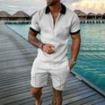 thumbnail image 2 of Fimkaul Mens Summer 2 Piece Outfits Short Sets 3D Suit Shorts Beach Tropical HawaiianSS Body Sports Shorts Suit Sports Suit Short Sleeve Tracksuits White 4XL, 2 of 3
