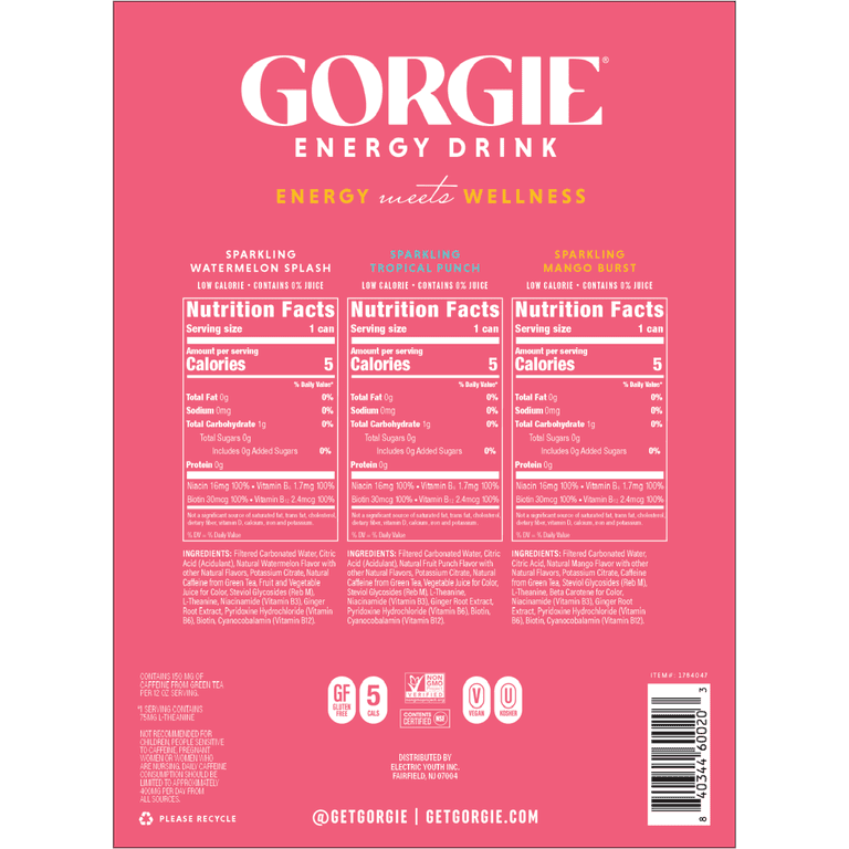 GORGIE Sparkling Energy Drink Variety Pack, 12 fl oz, 12 Pack photo 5
