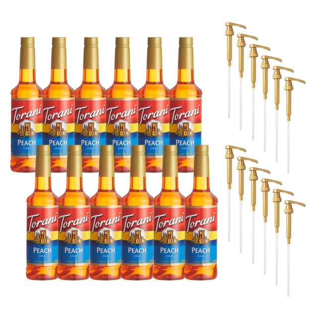 Torani Sirop Aromatisé à la Pêche en Plastique 750 ml Pompe Doseuse Bonus