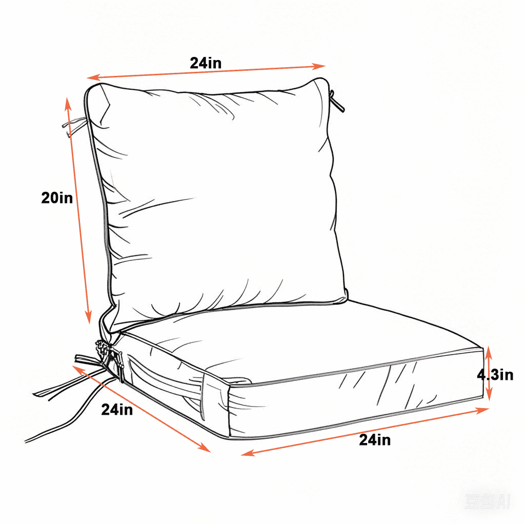 Geemuslly Outdoor Cushions for Patio Furniture 24 x 24 Inch, Double-Sided Waterproof Backrest and Deep Seat Cushion Set with Removable Cover,Black & White Print, Set of 2