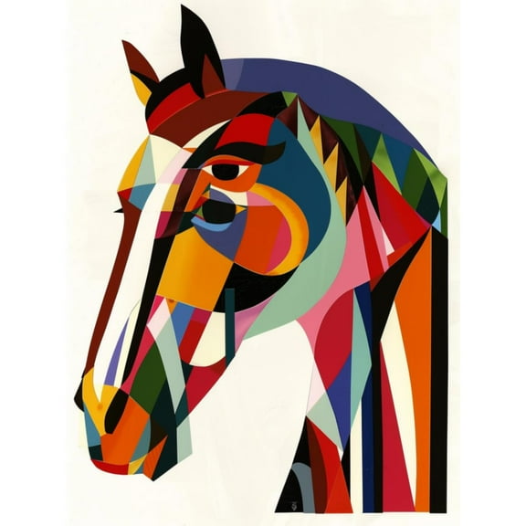 DIY 5D Diamond Art Abstract Colorful Horse Paint with Full Drill Round Diamond Gems Painting by Number Kits for Adults Art Craft Home Wall Decor 15.8x19.8in