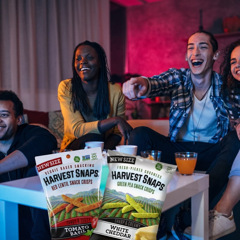 Harvest Snaps White Cheddar & Tomato Basil Veggie Chips, Green Pea