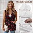 thumbnail image 5 of Psesaysky Summer Sleeveless Blazer Vest For Women Dressy Red Ladybug Print Button Down Lapel Collar Business Casual Outfits Work Suit Vests Tops with Pockets, Size 5XL, 5 of 6