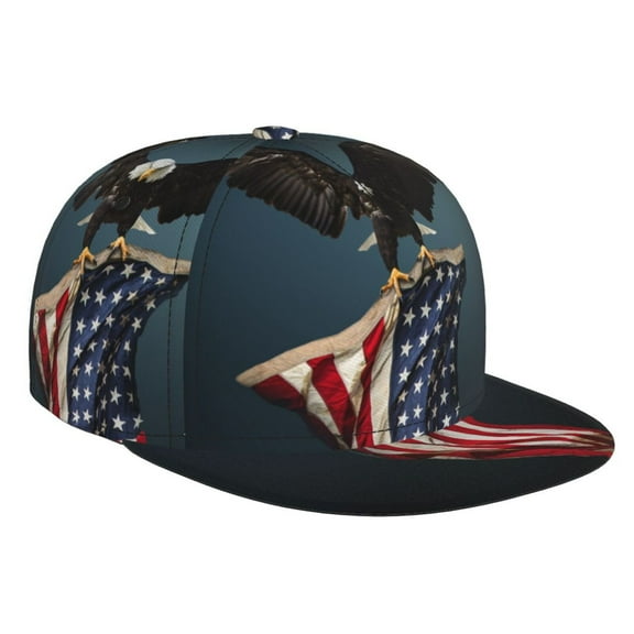 Hirioo American Flag for Baseball Cap Men Cap Flat Brim for Men Women Teens Adjustable Baseball Cap