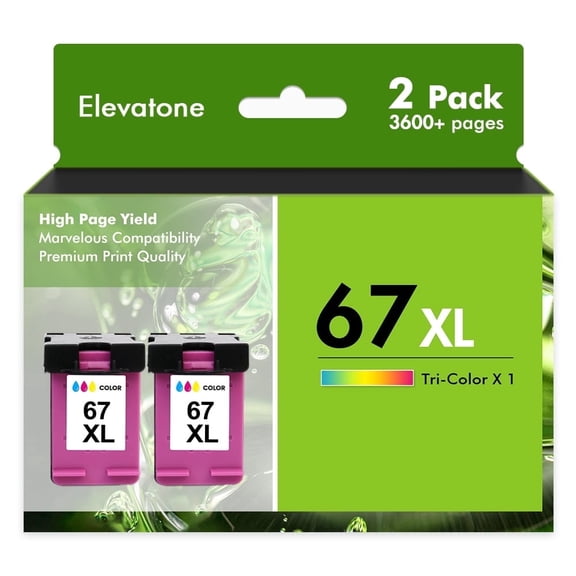 Compatible for HP 67 67XL Ink Cartridges 67XL 67 2755e 2 Pack Tri-color Ink for OfficeJet 2755 4155 2722 2723 2724 2725 2732 Envy 6055 6455 6458 6475 Printer Ink