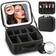 thumbnail image 1 of Jadazror Bolsa de maquillaje de viaje iluminada - 3 colores, espejo, organizador de 2 capas con espejo de aumento 10X - Estuche de cosméticos portátil con divisores ajustables (negro), 1 of 5