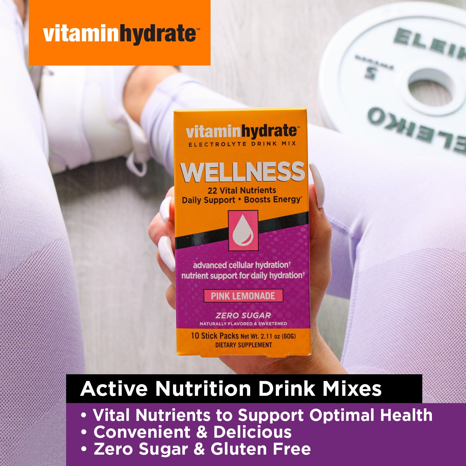 Vitamin Hydrate Electrolyte Drink Mix, Recovery, Lemon Lime, 10 Ct