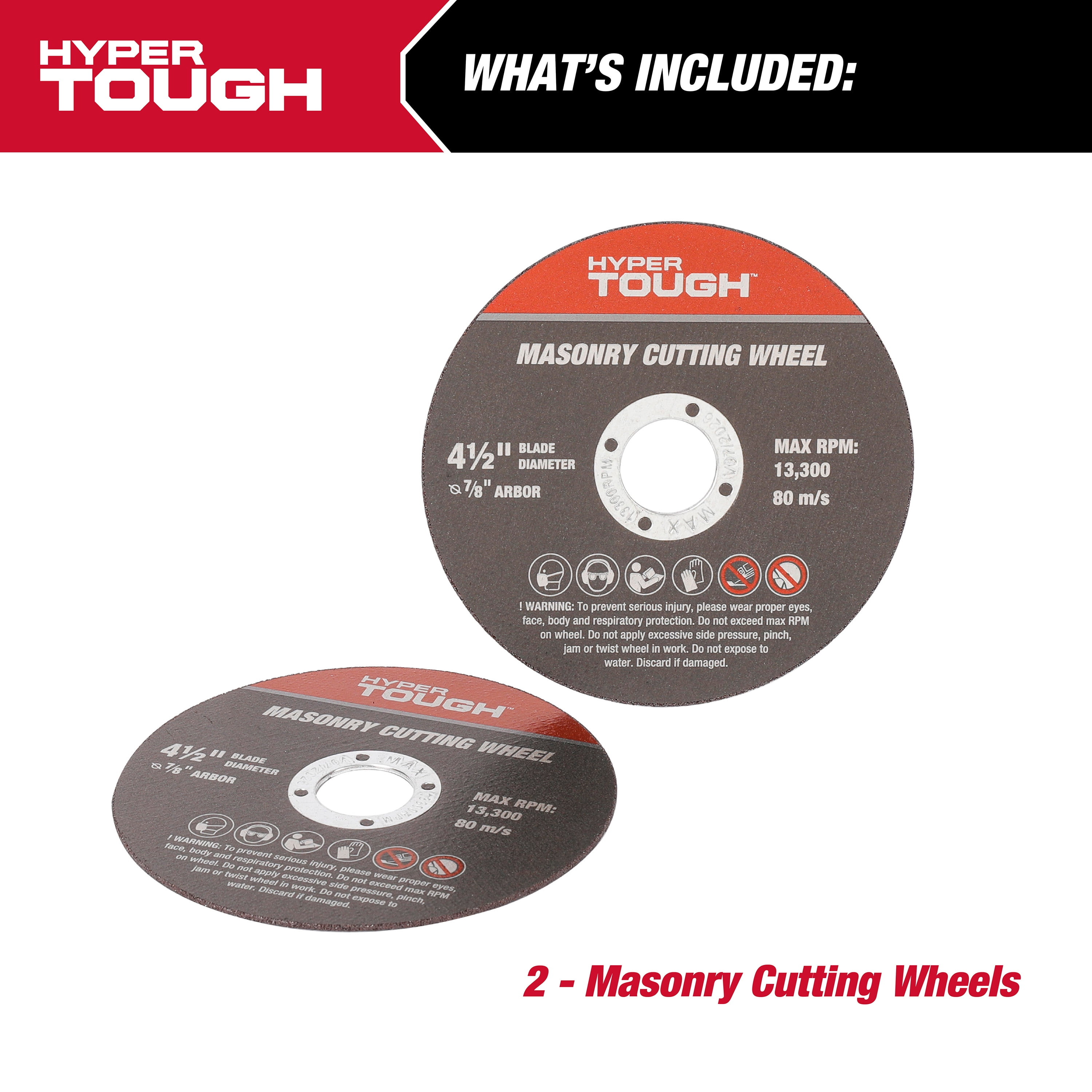 Hyper Tough 2-Pack Silicon Carbide Cutting & Grinding Masonry Wheel, Model 43176