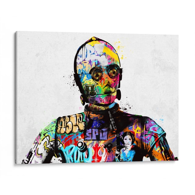 Cuadro decorativo - C3PO Graffiti, David Aste 80x60 Canvas Lab Colorido, Ilustraciones, Películas, Películas Famosas, Star Wars