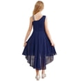 thumbnail image 4 of Miaeowve Robe Haute Basse à Sequins pour Filles Robe Formelle de Mariage Sans Manches en Chiffon Froncé Bleu Marine 6, 4 of 7